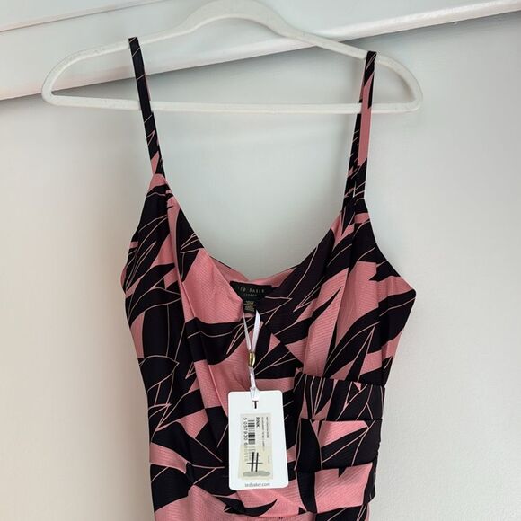 Ted Baker Diantha pink Black Sour Cherry Palm-Printed Jumpsuit NWT 4 US 10 - Picture 5 of 8